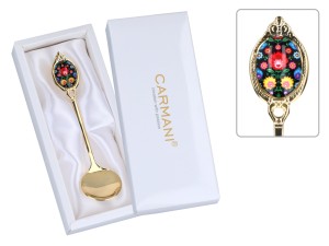 Pozłacana łyżeczka do cukru - Kujawskie, czarne (CARMANI)