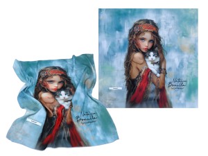 Apaszka z taminy 50x50cm - N. Bonilla, Kocie opowieści Clary (CARMANI)