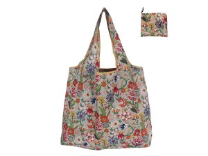 Torba na ramię, składana z poliestru ok. 40x46cm - kwiaty