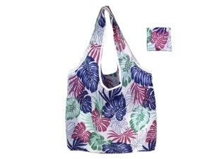 Torba na ramię, składana z poliestru ok. 40x46cm - kwiaty