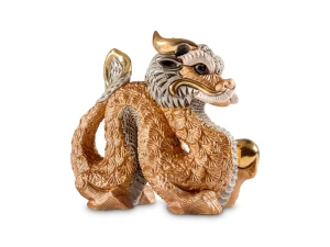 Chiński smok - Złota róża, ceramiczna figurka (DE ROSA)