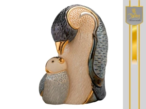 Pingwiny mama i dziecko, ceramiczna figurka (DE ROSA)