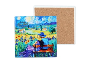Kpl. 4 Podkładek ceramicznych pod kubek inspirowanych malarstwem V. van Gogh (CARMANI)