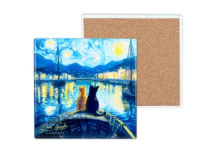 Kpl. 4 Podkładek ceramicznych pod kubek inspirowanych malarstwem V. van Gogh (CARMANI)