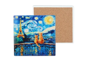 Kpl. 4 Podkładek ceramicznych pod kubek inspirowanych malarstwem V. van Gogh (CARMANI)
