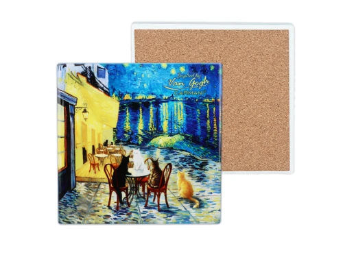 Kpl. 4 Podkładek ceramicznych pod kubek inspirowanych malarstwem V. van Gogh (CARMANI)