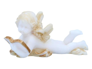 Aniołek leżący czytający książkę - alabaster grecki