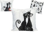 Poduszka z wypełnieniem/suwak - Koci świat, Koty pod parasolem (białe tło) (CARMANI)