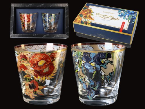 Kpl. 2 szklanek do whisky - V. Van Gogh. Słoneczniki+Irysy (CARMANI)