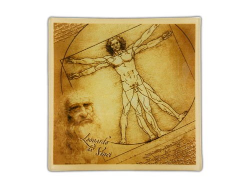 Carmani, talerz dekoracyjny - Leonardo Da Vinci - Człowiek Witruwiański - 13x13cm